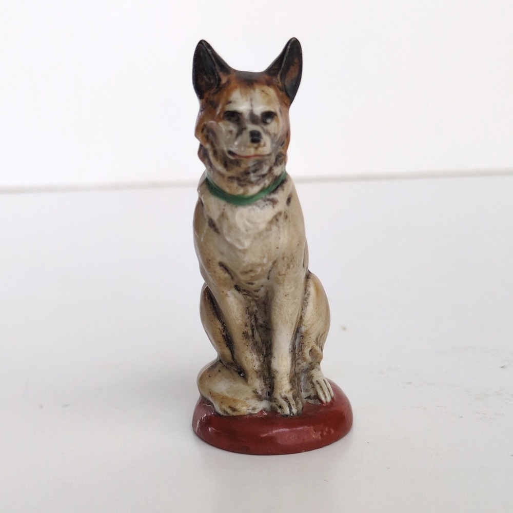 Vintage German Shepherd Chalkwear? Figurine Porcelain Germany 6708 Miniature Dog